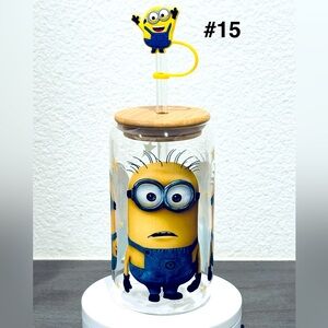 Minion-Themed Glass Jar with Bamboo Lid